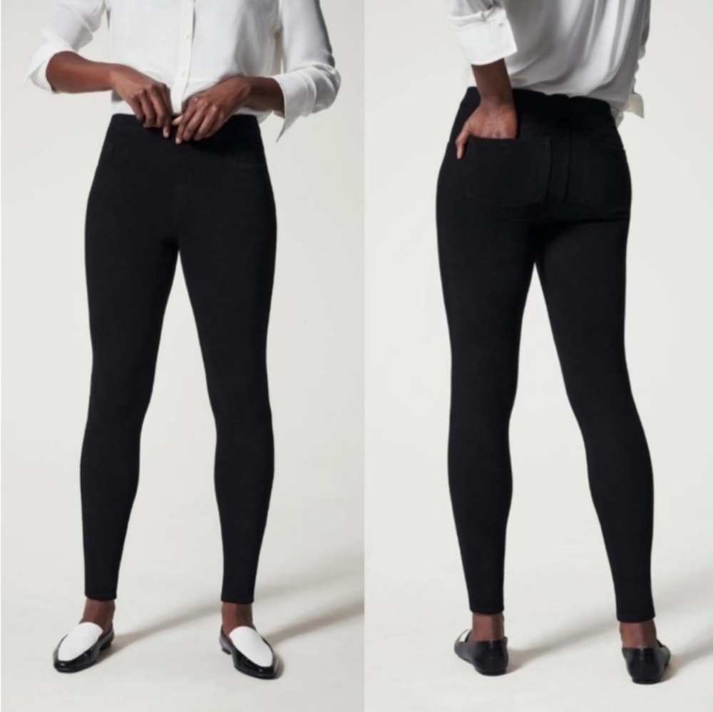 Spanx Cropped Jean-ish Leggings #20114R in Black Sz M